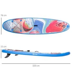 OUTSUNNY Stand Up Paddle Gonflable Surf Planche De Paddle Pour Adulte Dim. 320L X 76l X 15H Cm Nombreux Accessoires Fournis PVC Bleu Rouge -Arena Shop unnamed file 478