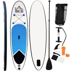 HOMCOM Stand Up Paddle Gonflable Surf Planche De Paddle Pour Adulte Dim. 301L X 76l X 10H Cm Nombreux Accessoires Fournis PVC Bleu Blanc Noir