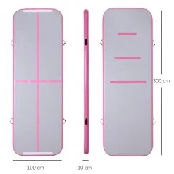 HOMCOM Airtrack Tapis De Gymnastique Gonflable Tapis De Tumbling Entraînement Avec Pompe à Air électrique Dim. 300L X 100l X 10H Cm Tissu Stratifié PVC Rose -Arena Shop unnamed file 604
