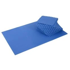 HOMCOM Tapis En Mousse De Protection Sol Tapis De Fitness 62 Cm X 62 Cm X 1 Cm Avec Bordures Tapis Puzzle 25 Pièces 9,3 M² De Surface Bleu