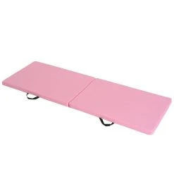HOMCOM Tapis De Gymnastique Yoga Pilates Fitness Pliable Portable Grand Confort 180L X 60l X 5H Cm Revêtement Synthétique Rose